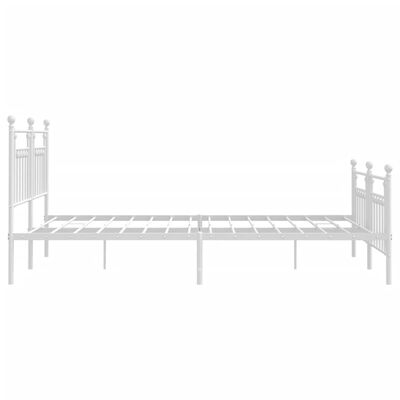 vidaXL Metal Bed Frame without Mattress with Footboard White 180x200 cm Super King