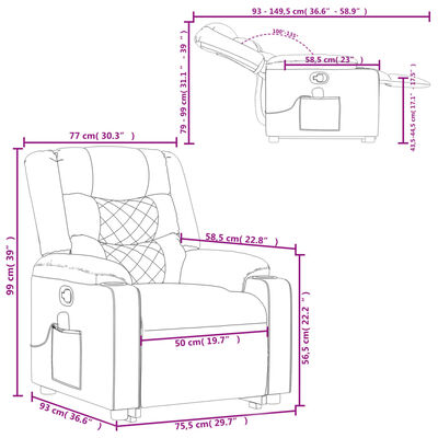 vidaXL Massage Recliner Chair Dark Grey Fabric