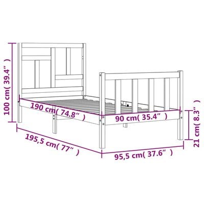 vidaXL Bed Frame without Mattress Single Solid Wood Pine