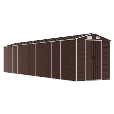 vidaXL Garden Shed Brown 191x895x198 cm Galvanised Steel