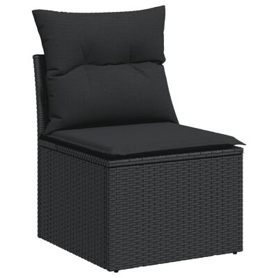 vidaXL 6 Piece Garden Sofa Set with Cushions Black Poly Rattan