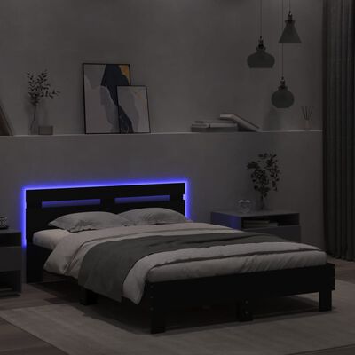 vidaXL Bed Frame with LED without Mattress Black 135x190 cm Double