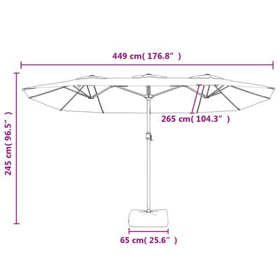 vidaXL Double-Head Garden Parasol with LEDs Taupe 449x245 cm