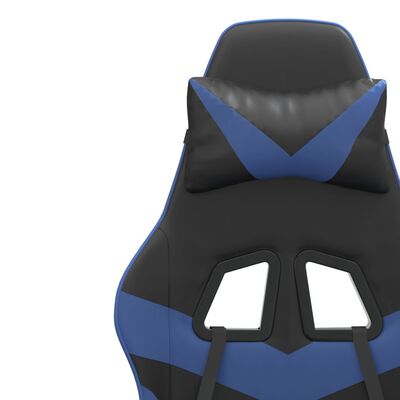 vidaXL Swivel Gaming Chair with Footrest Black&Blue Faux Leather