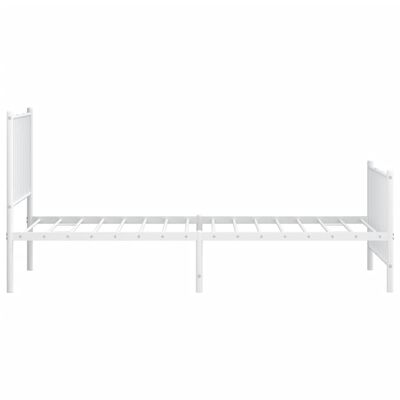 vidaXL Metal Bed Frame without Mattress with Footboard White 90x190 cm Single