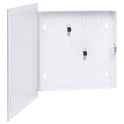 vidaXL Key Box with Magnetic Board White 35x35x4 cm