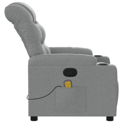 vidaXL Massage Recliner Chair Light Grey Fabric