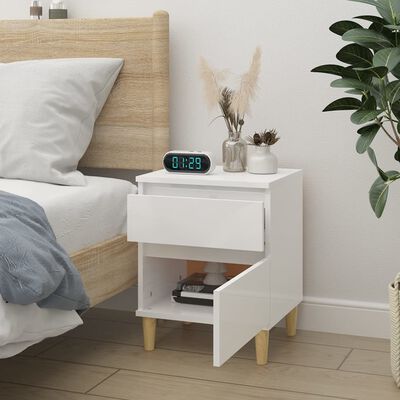 vidaXL Bedside Cabinet High Gloss White 40x35x50 cm