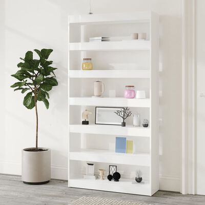 vidaXL Book Cabinet/Room Divider High Gloss White 100x30x198 cm Engineered wood