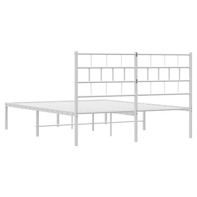 vidaXL Metal Bed Frame without Mattress with Headboard White 135x190 cm Double