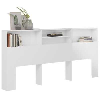 vidaXL Headboard Cabinet High Gloss White 220x19x103.5 cm