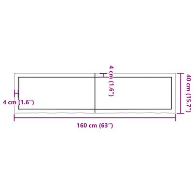 vidaXL Wall Shelf Dark Brown 160x40x(2-4) cm Treated Solid Wood Oak