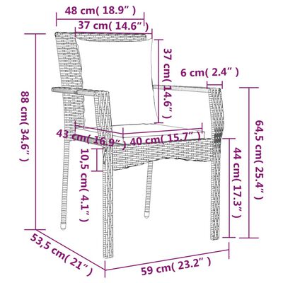 vidaXL 9 Piece Garden Dining Set with Cushions Grey Poly Rattan