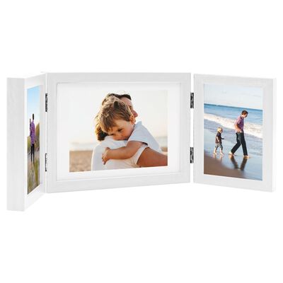 vidaXL Trifold Photo Frame Collage White 22x15 cm+2x