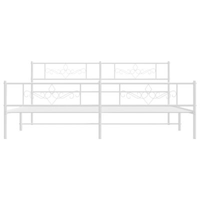 vidaXL Metal Bed Frame without Mattress with Footboard White 180x200 cm Super King