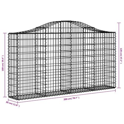 vidaXL Arched Gabion Baskets 5 pcs 200x30x100/120 cm Galvanised Iron