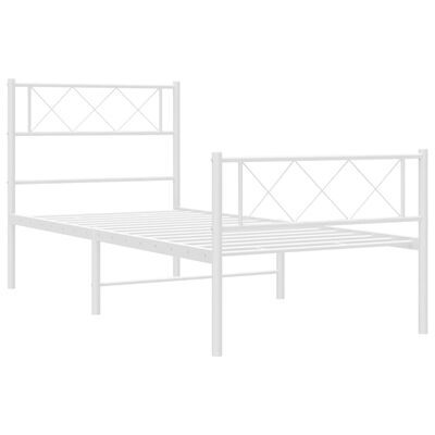 vidaXL Metal Bed Frame without Mattress with Footboard White 107x203 cm