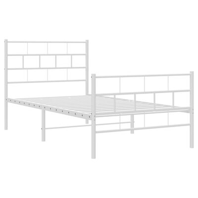 vidaXL Metal Bed Frame without Mattress with Footboard White 90x190 cm Single