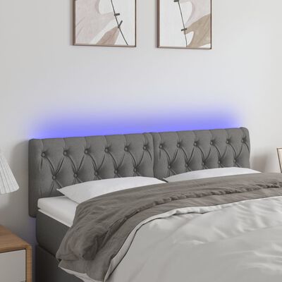 vidaXL LED Headboard Dark Grey 144x7x78/88 cm Fabric