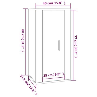 vidaXL Wall Mounted TV Cabinet Smoked Oak 40x34,5x80 cm