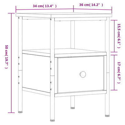 vidaXL Bedside Cabinets 2 pcs Sonoma Oak 34x36x50 cm Engineered Wood