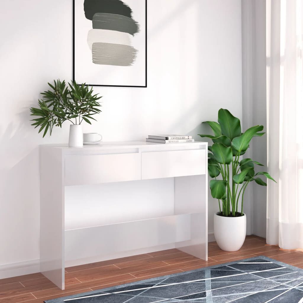 white high gloss console unit