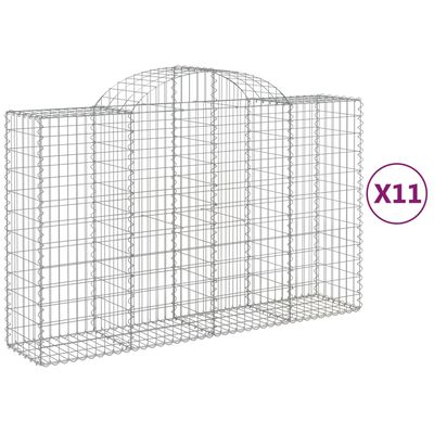 vidaXL Arched Gabion Baskets 11 pcs 200x50x120/140 cm Galvanised Iron