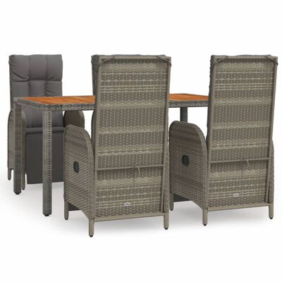 vidaXL 5 Piece Garden Dining Set with Cushions Grey Poly Rattan