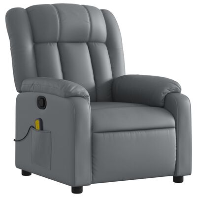 vidaXL Massage Recliner Chair Grey Faux Leather