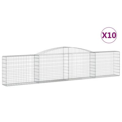 vidaXL Arched Gabion Baskets 10 pcs 400x30x80/100 cm Galvanised Iron