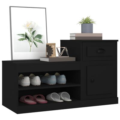 vidaXL Shoe Cabinet Black 100x42x60 cm Engineered Wood