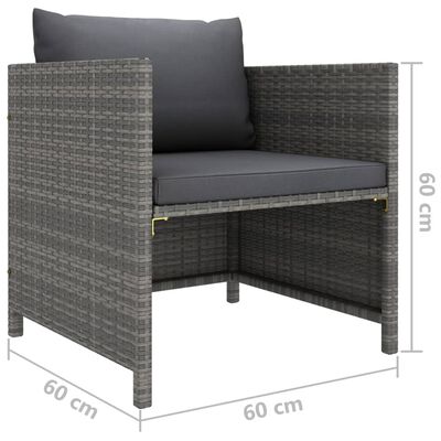 vidaXL 7 Piece Garden Lounge Set with Cushions Poly Rattan Grey