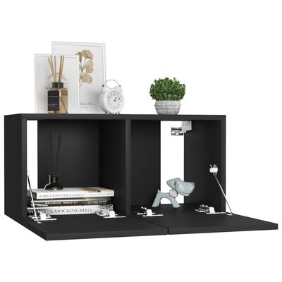 vidaXL 8 Piece TV Cabinet Set Black Engineered Wood