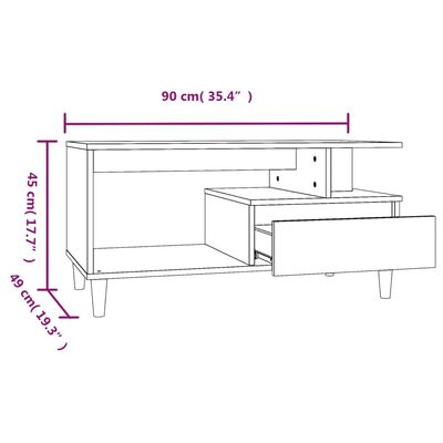 vidaXL Coffee Table Brown Oak 90x49x45 cm Engineered Wood