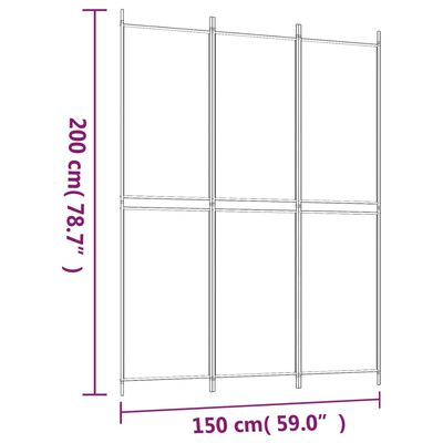 vidaXL 3-Panel Room Divider White 150x200 cm Fabric