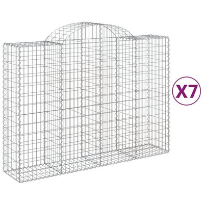 vidaXL Arched Gabion Baskets 7 pcs 200x50x140/160 cm Galvanised Iron