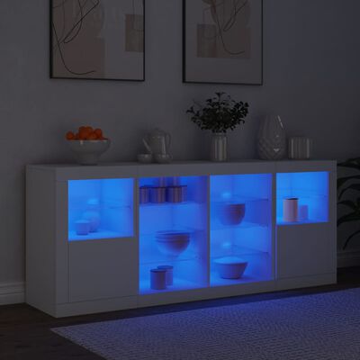 vidaXL Sideboard with LED Lights White 163x37x67 cm