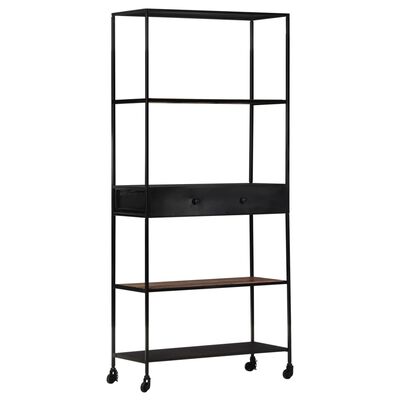 vidaXL Book Cabinet 80x35x180 cm Rough Mango Wood & Iron