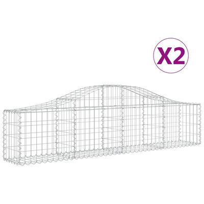 vidaXL Arched Gabion Baskets 2 pcs 200x30x40/60 cm Galvanised Iron