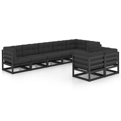 vidaXL 8 Piece Garden Lounge Set with Cushions Solid Pinewood