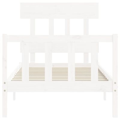 vidaXL Bed Frame without Mattress White Single Solid Wood Pine