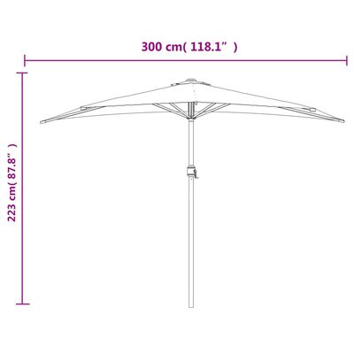 vidaXL Garden Parasol with Aluminium Pole Anthracite 300x155 cm Half