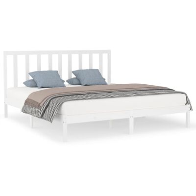 vidaXL Bed Frame without Mattress White 180x200 cm Super King Solid Wood