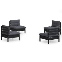 vidaXL 4 Piece Garden Lounge Set with Anthracite Cushions Pinewood