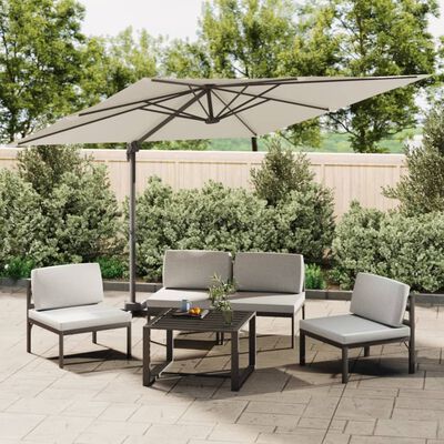 vidaXL Cantilever Garden Parasol with Aluminium Pole Sand White 400x300 cm