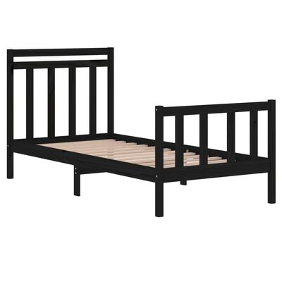 vidaXL Bed Frame without Mattress Black 90x190 cm Single Solid Wood