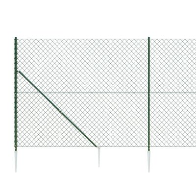 vidaXL Chain Link Fence with Spike Anchors Green 0.8x25 m