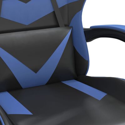 vidaXL Swivel Gaming Chair with Footrest Black&Blue Faux Leather