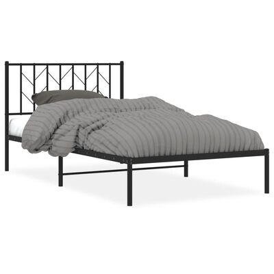 vidaXL Metal Bed Frame without Mattress with Headboard Black 107x203 cm