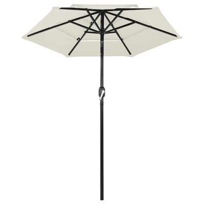 vidaXL 3-Tier Garden Parasol with Aluminium Pole Sand 2 m